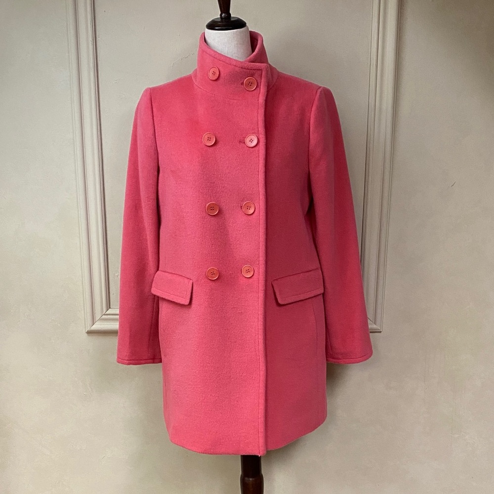 TALBOTS Modern Loose ALPACA WOOL CORAL PINK COAT JACKET 6 S Small